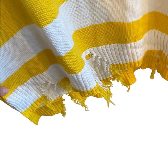Show Me Your Mumu Delphina Distressed Yellow Rugby Stripe sweater Fall Boho - Picture 7 of 9